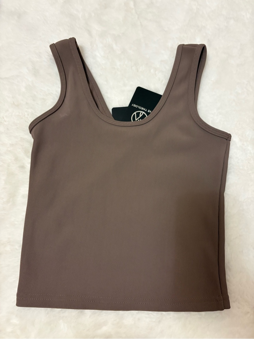 Women's Ribbed Square-Neck Tank Top in Chocolate Brown